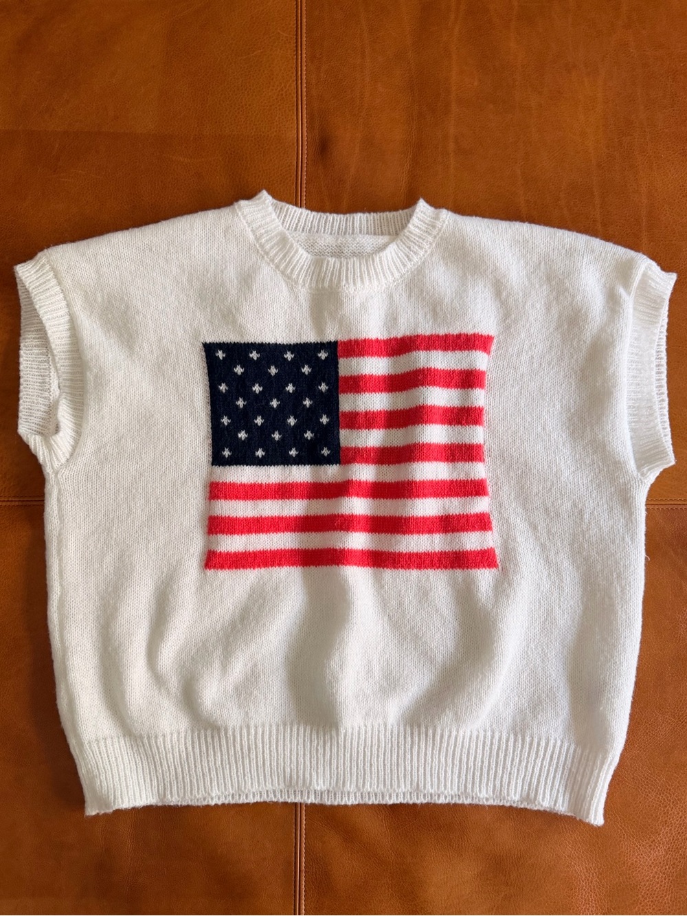 American Flag Knit Crew Neck Long Sleeve Pullover Sweater